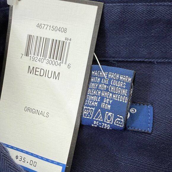 Izod Button Front Long Sleeve Shirt Navy Blue Mens Medium - Picture 10 of 12